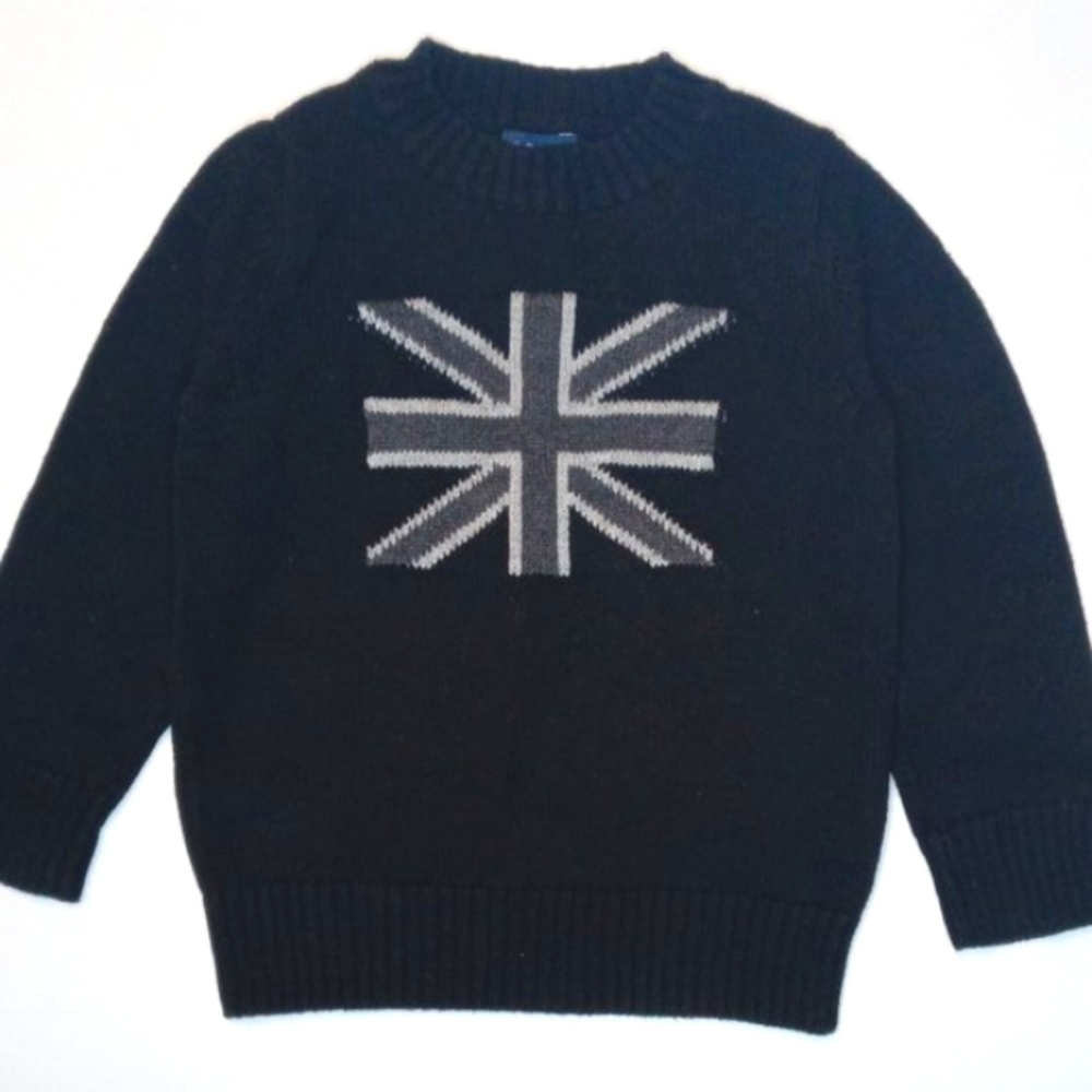 Baby Gap sweater in black with a grey Union Jack Us 2T